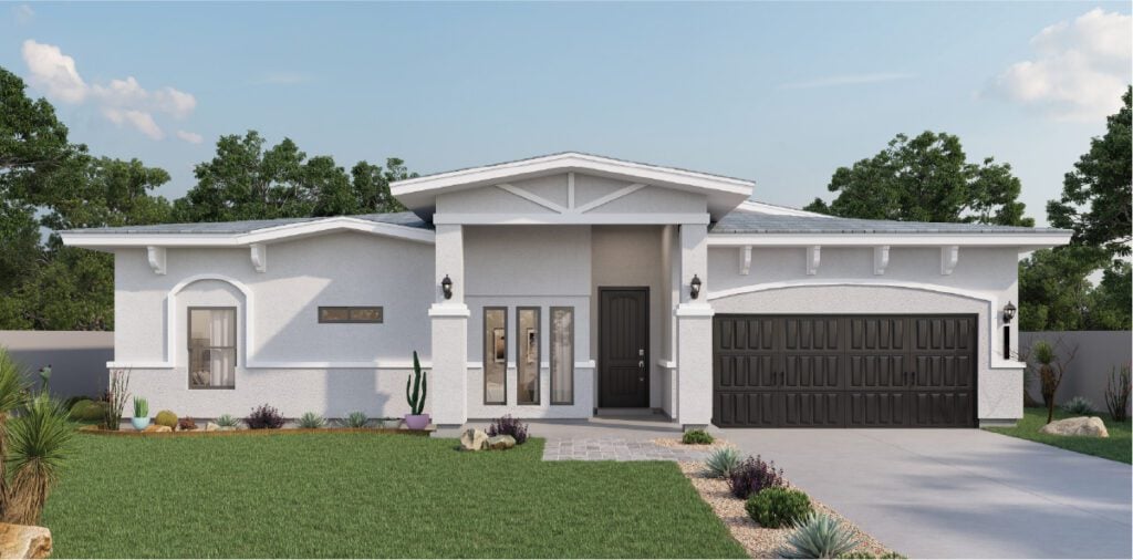 Zia Homes. The bamboo is 2640 square feet, 1 level, 5 bedrooms, and 3.5 bathrooms, with 2 garages.