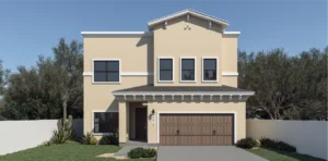 The cashmere 'a' is 2704 square feet, 2 level, 5 bedrooms, and 3.5 bathrooms, with 2 garages.