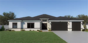 The lotus is 1850 square feet, 1 level, 4 bedrooms, and 2.5 bathrooms, with 2 garages.