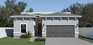 Zia Homes. The anise is 1450 square feet, 1 level, 3 bedrooms, and 2 bathrooms, with 2 garages.