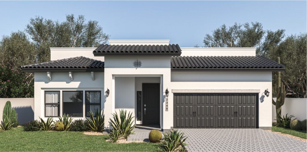 Zia Homes. The marvello is 2348 square feet, 1 level, 5 bedrooms, and 3.5 bathrooms, with 2 garages.