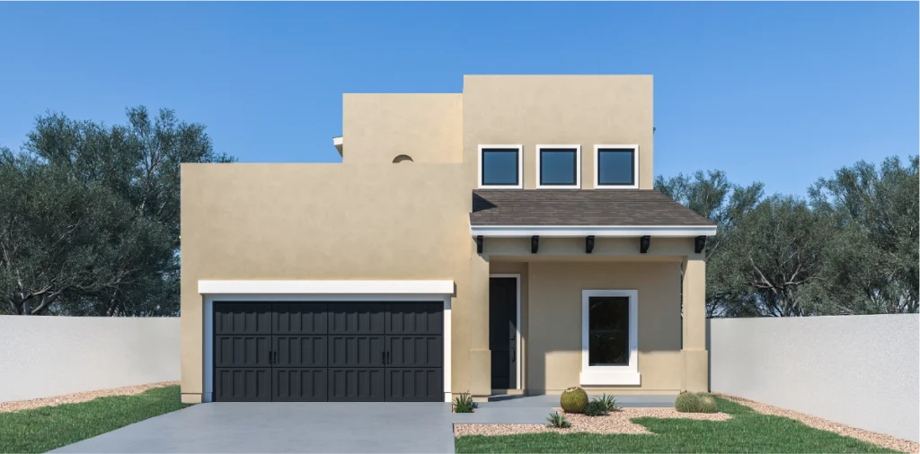 The trellis is 2420 square feet, 2 level, 5 bedrooms, and 3.5 bathrooms, with 2 garages.