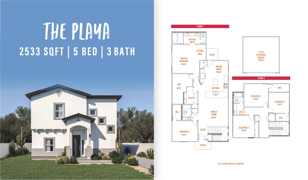 The Playa at Zia Homes is 2,533 square feet with 5 bedrooms and 3 bathrooms. Explore now today and book a tour.