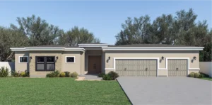 The Sunflower is 3660 square feet, 1 level, 5 bedrooms, and 3.5 bathrooms, with 3 garages.