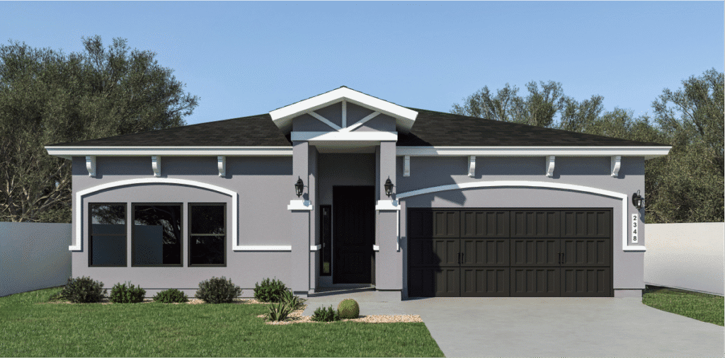 Zia Homes. The marvello is 2348 square feet, 1 level, 5 bedrooms, and 3.5 bathrooms, with 2 garages.