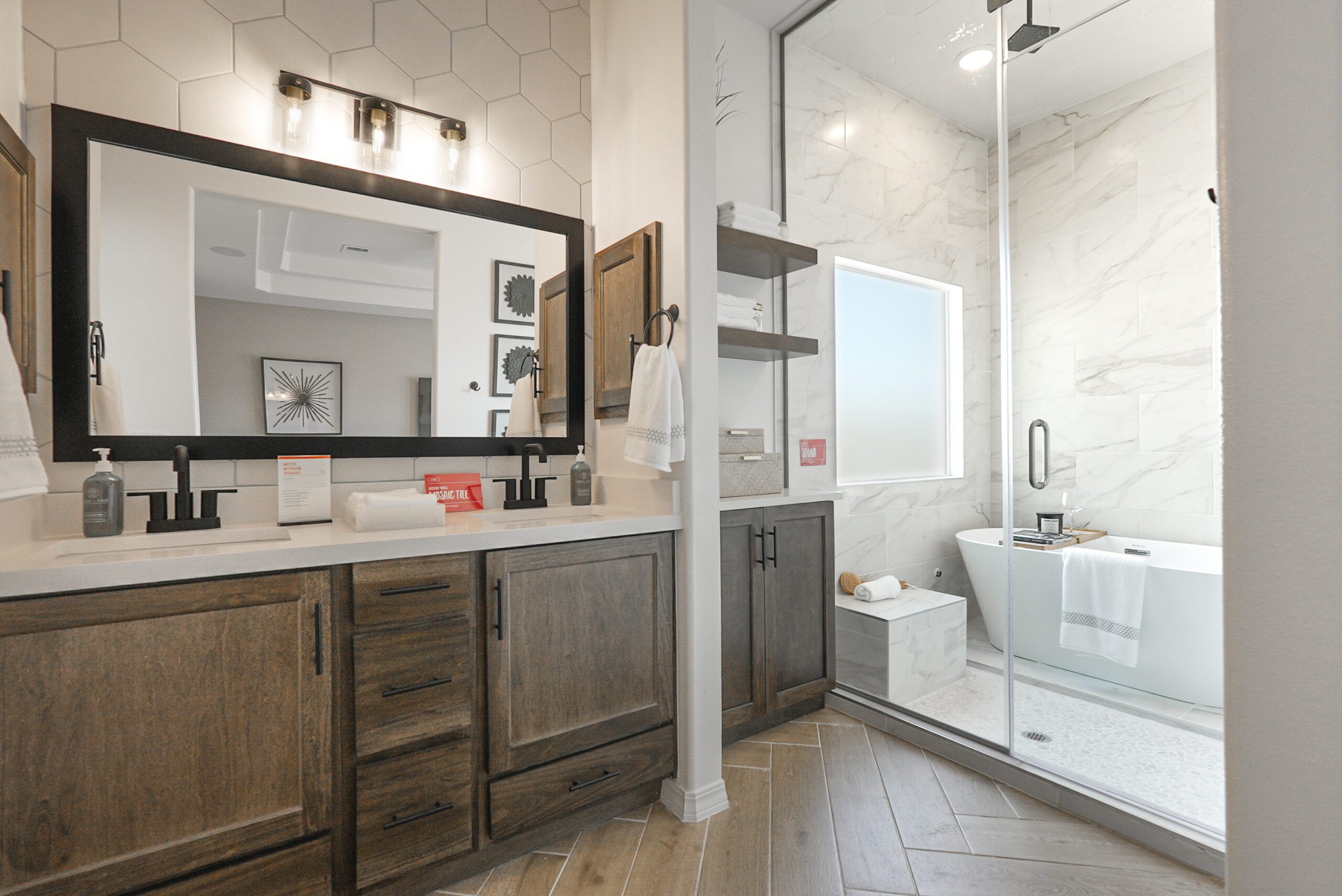 Large master bedroom bathroom with modern finishes