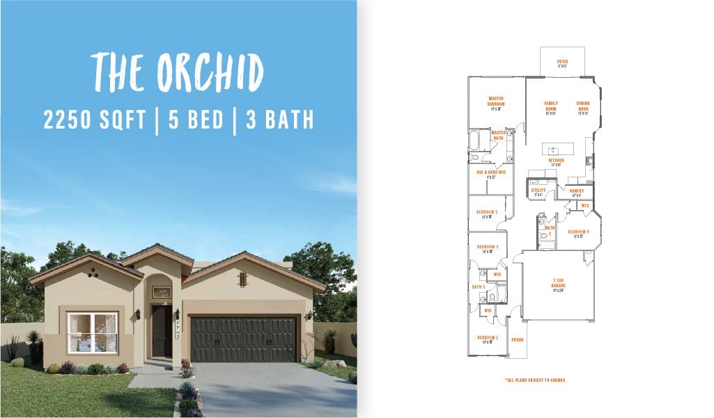 The Orchid 5 bed, 3 bath, 2,250 sqft